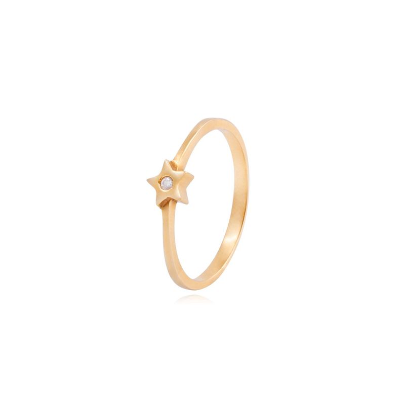 Anillo Compromiso Oro Amarillo 18kt Diamantes 2Pts Estrella-0