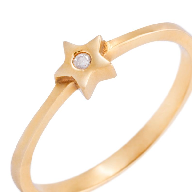Anillo Compromiso Oro Amarillo 18kt Diamantes 2Pts Estrella-1