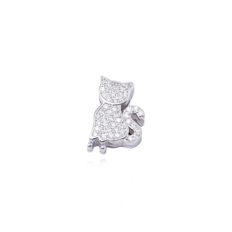 Dije de Plata broche Gato con Circonita-0