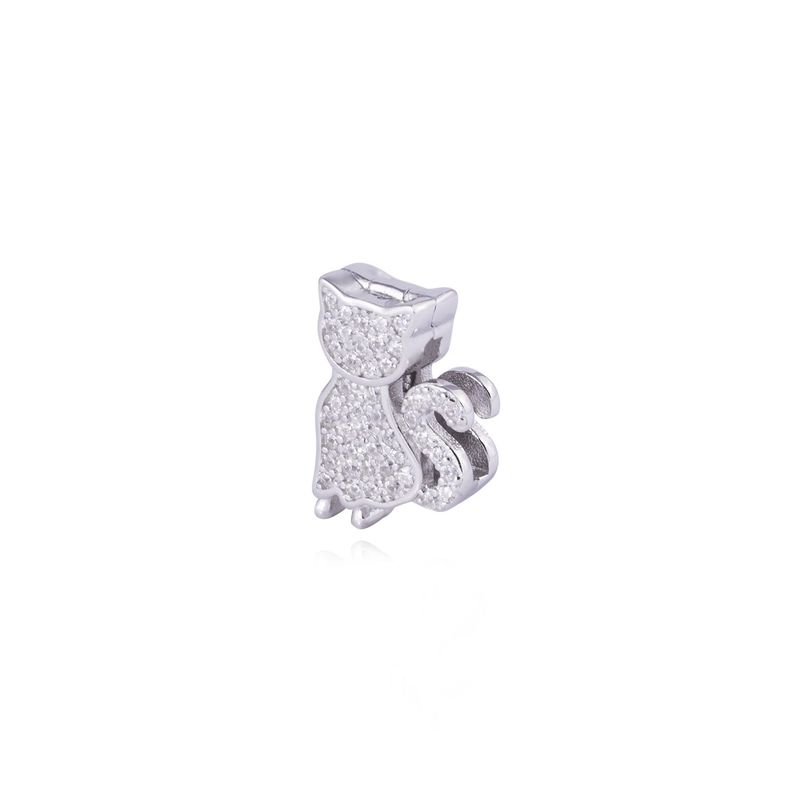 Dije de Plata broche Gato con Circonita-1