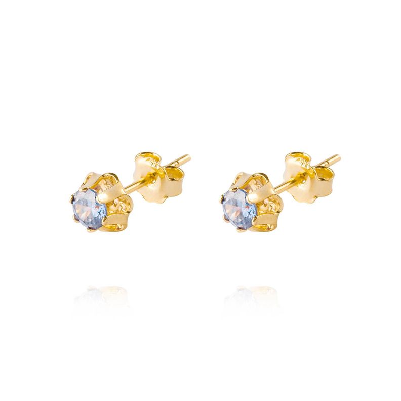 Aros de Oro 18kt Agua Marina de 5mm con Seis grifas-0