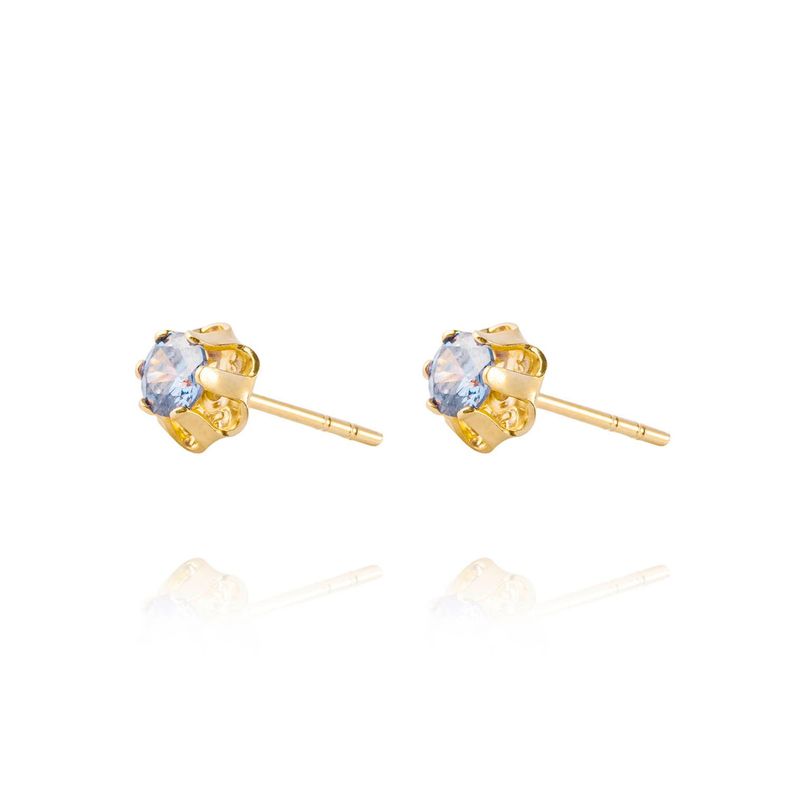 Aros de Oro 18kt Agua Marina de 5mm con Seis grifas-1
