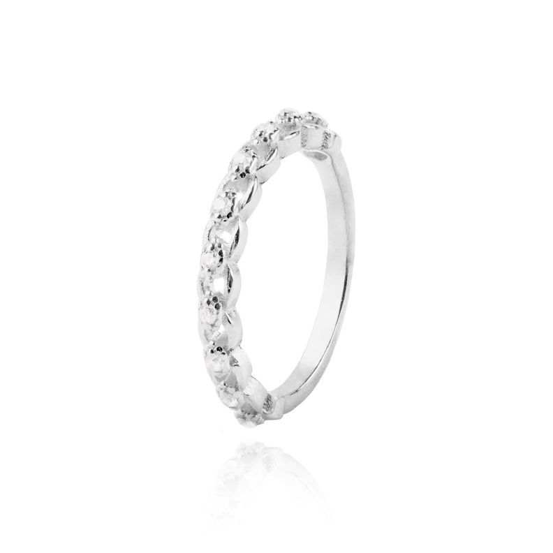 Anillo de Plata Esterlina 925 Circon Trenzado-0