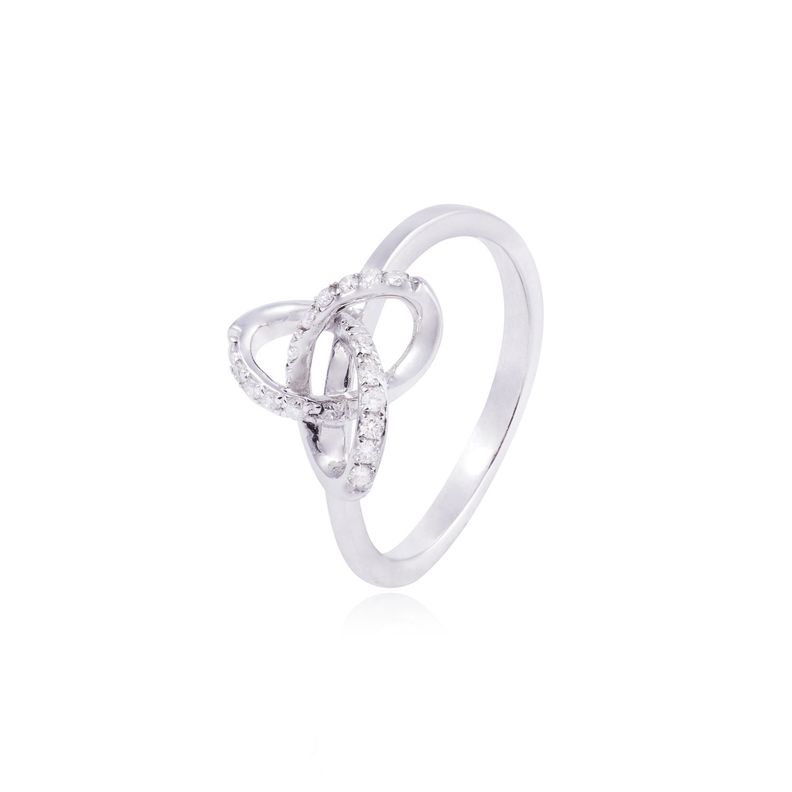 Anillo Compromiso de Oro de 18kt Nudo 13 puntos de diamante-0