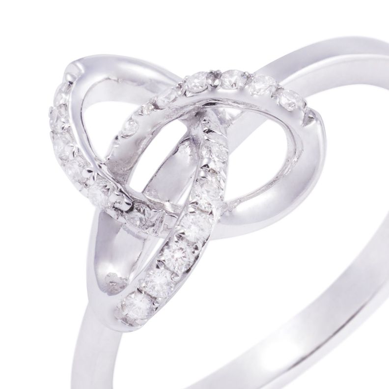 Anillo Compromiso de Oro de 18kt Nudo 13 puntos de diamante-1