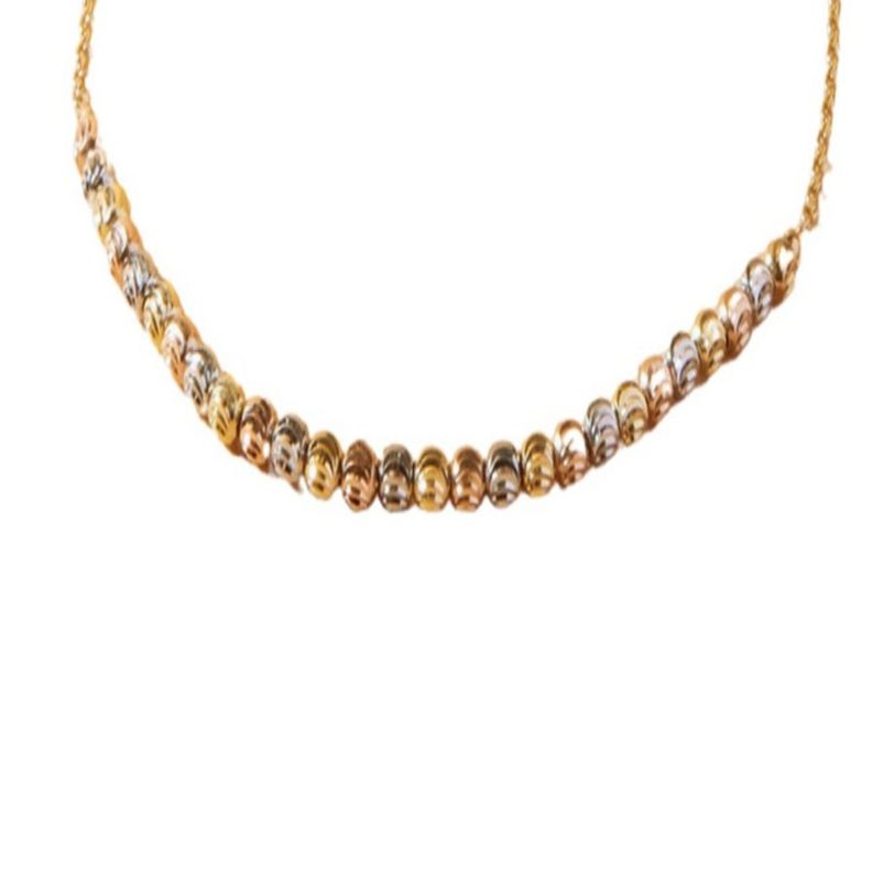 Pulsera de Oro 18kt Bolitas Unidas Tricolor-2