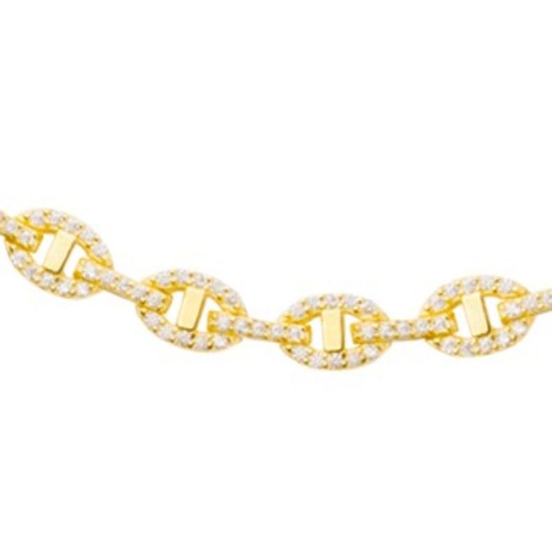 Pulsera Plata Esterlina 925 Eslabones Circonita Revestido-2