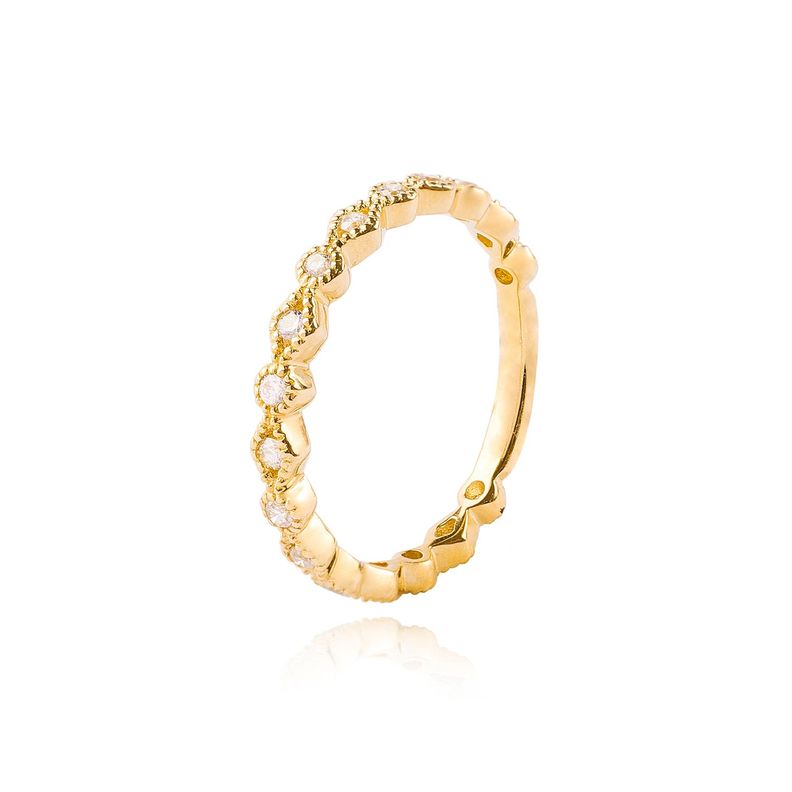 Anillo Oro Amarillo 18kt Riel de Diamantes 25 Pts-0