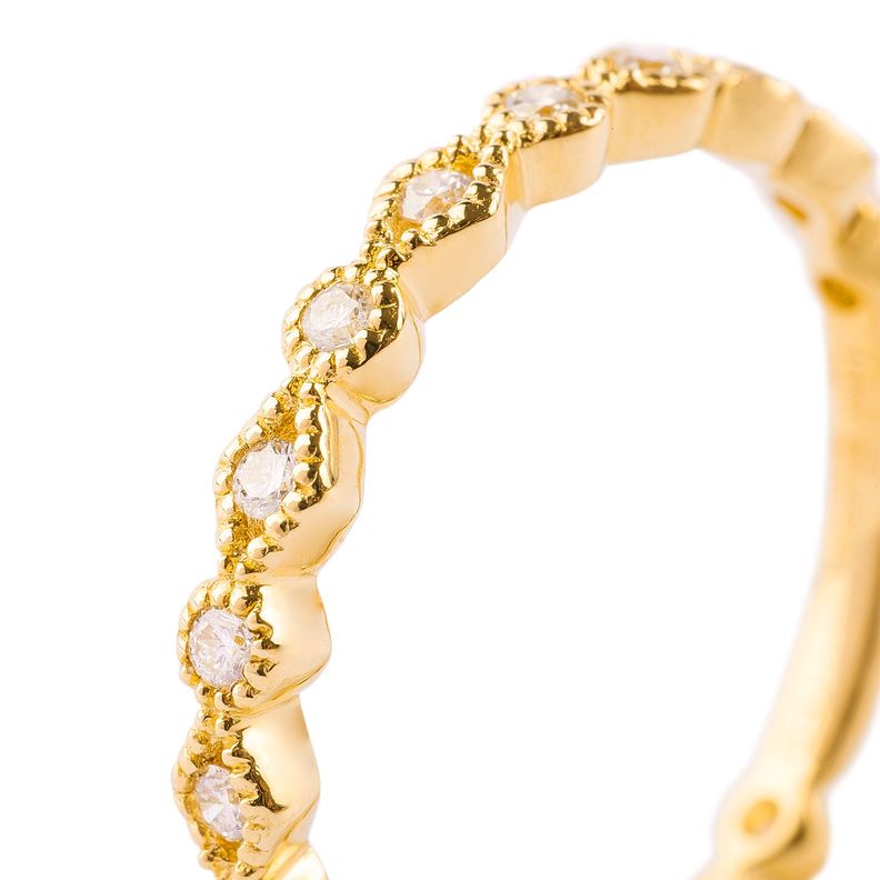 Anillo Oro Amarillo 18kt Riel de Diamantes 25 Pts-1