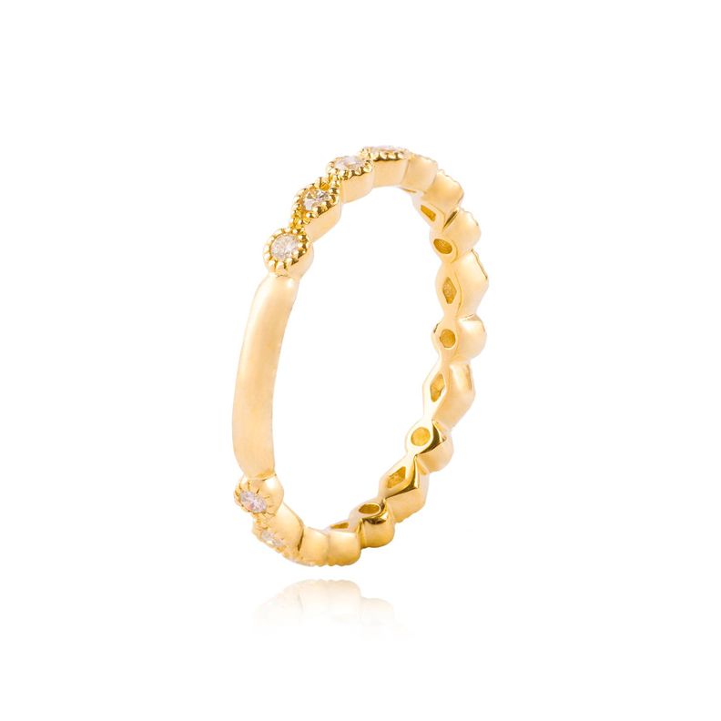 Anillo Oro Amarillo 18kt Riel de Diamantes 25 Pts-2