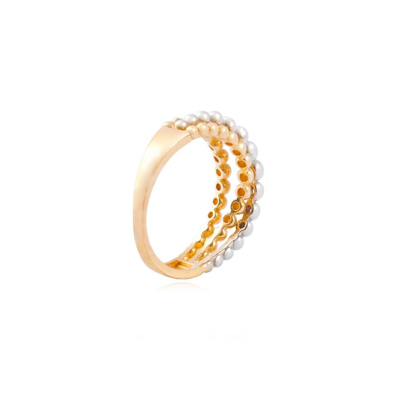 Anillo Oro Bicolor 18kt Bolitas Amarillas y Blancas-2