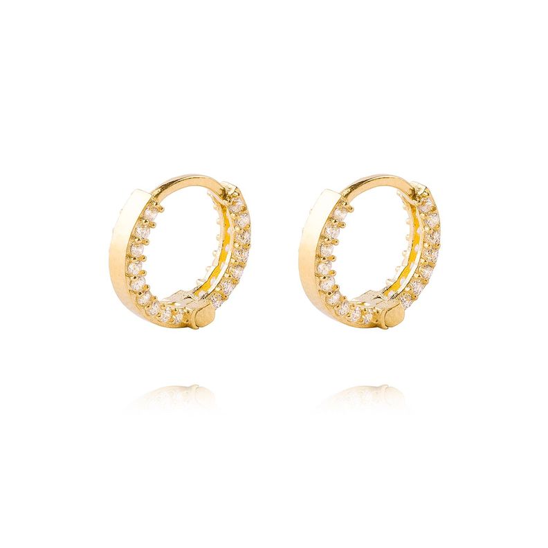 Aros de Oro 18kt Argollas Circon de 8,0mm-0