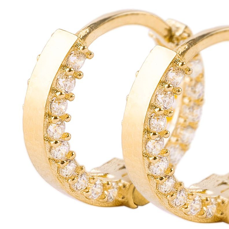 Aros de Oro 18kt Argollas Circon de 8,0mm-1
