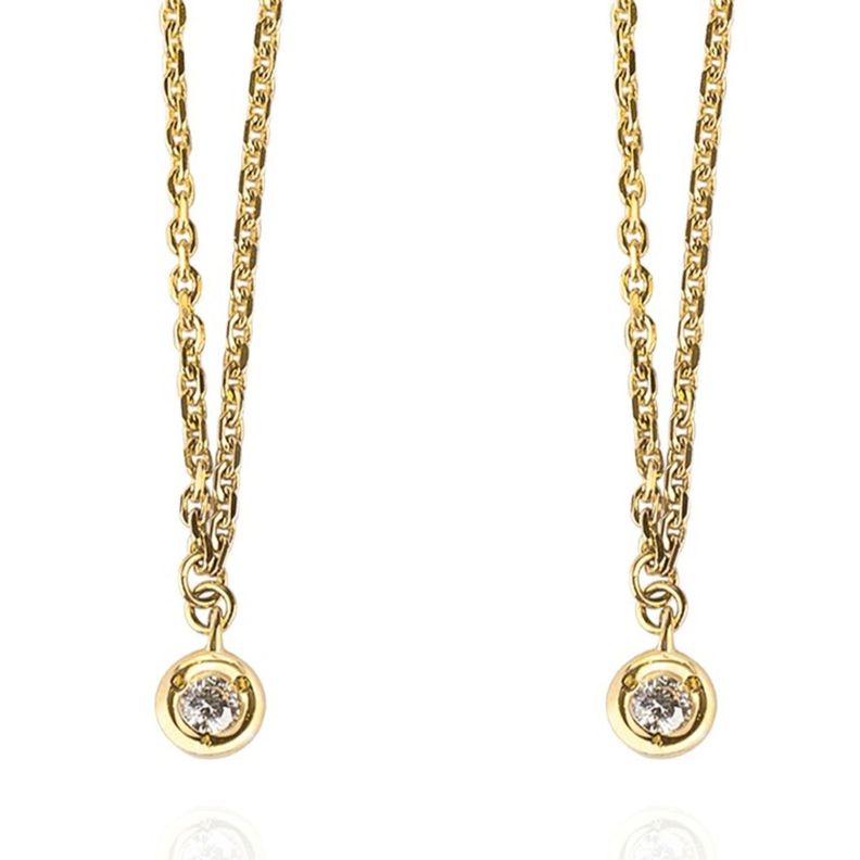 Aros de Oro 18kt con Diamantes Cadena 6pts  total SI/H-1