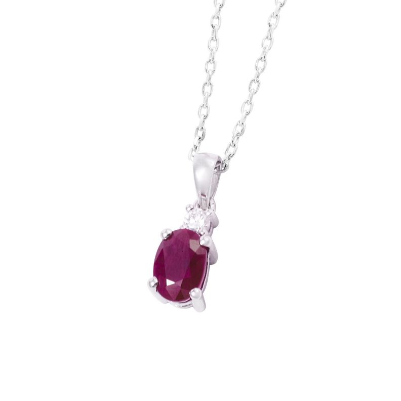 Cadena de Oro 18 kt Rubí con 8 puntos de diamante-1