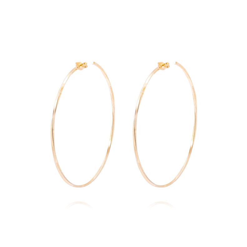 Aros de Plata Esterlina 925 Argollas Espiral Grandes Revestido en Oro 18kt-0