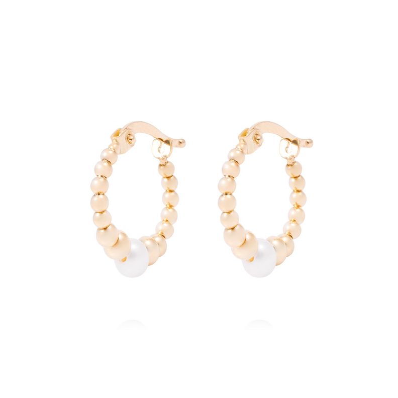 Aros de Oro de 18kt Argollas y perlas-0