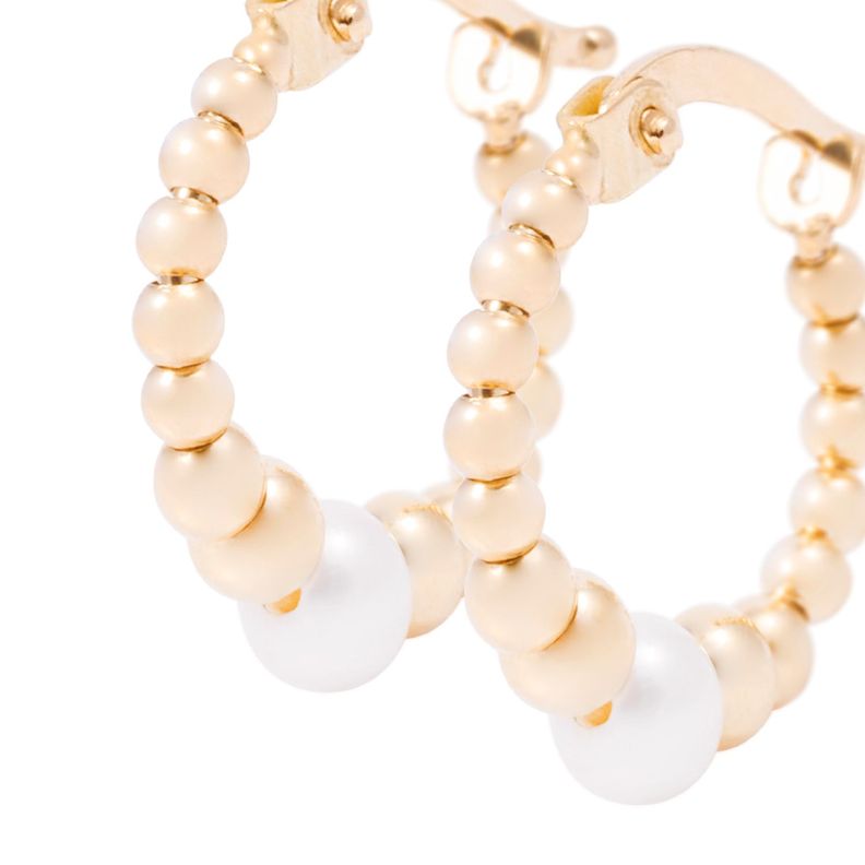 Aros de Oro de 18kt Argollas y perlas-1
