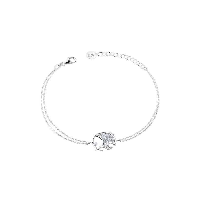 Pulsera de Plata Esterlina 925 Elefante Redondo Circonita-0