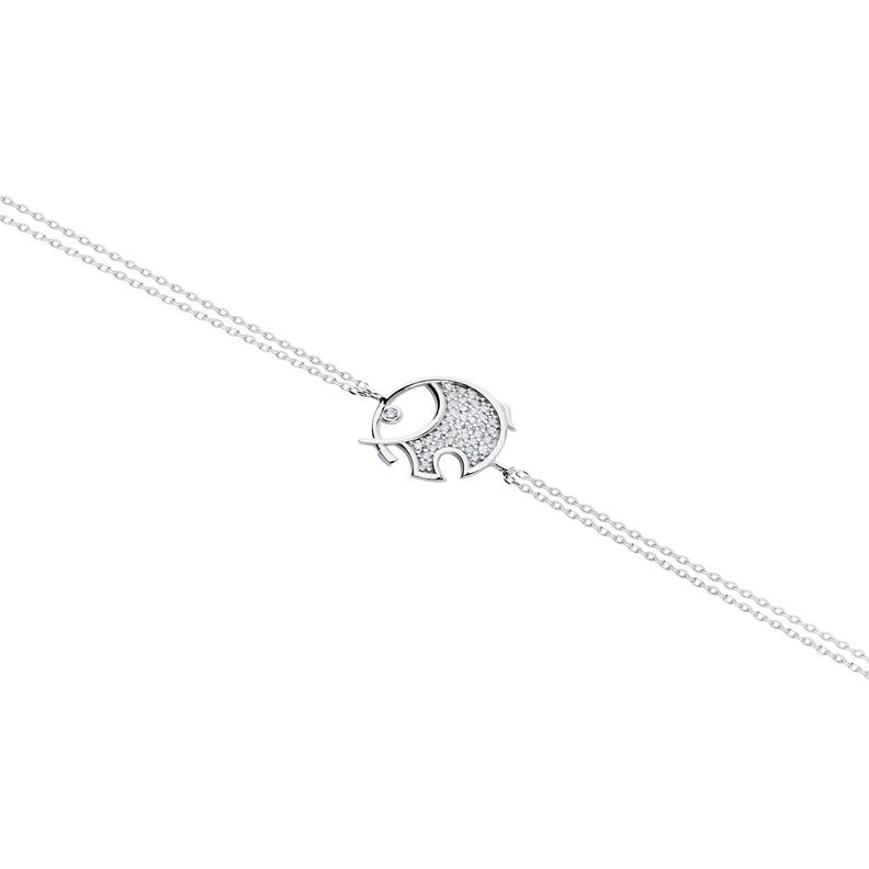 Pulsera de Plata Esterlina 925 Elefante Redondo Circonita-1