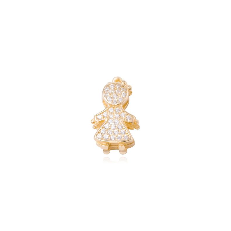 Dije de Plata broche Niña con Circonita Revestido en Oro 18kt-0