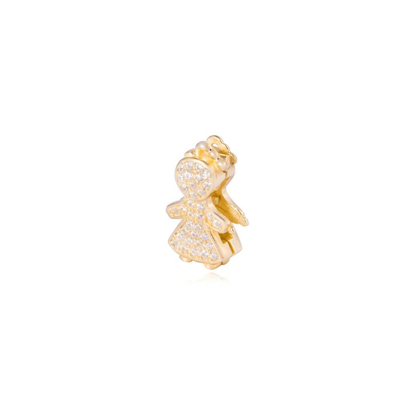 Dije de Plata broche Niña con Circonita Revestido en Oro 18kt-1