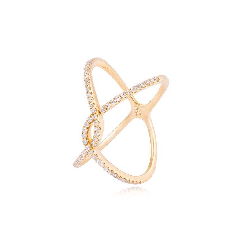 Anillo Compromiso de Oro de 18kt Nudo 31 puntos de diamante-0