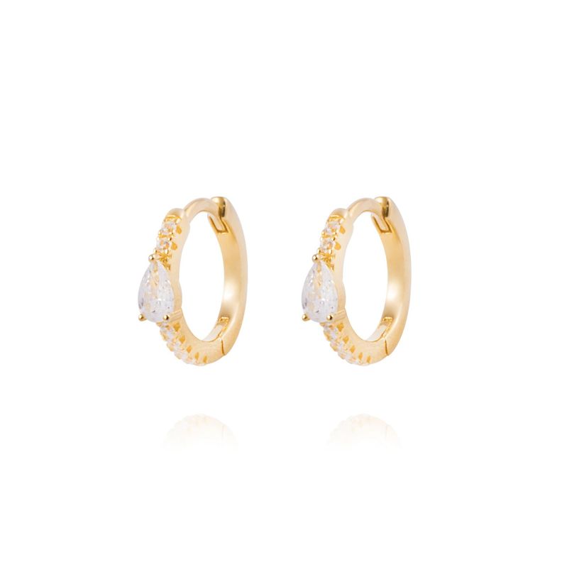 Aros de Plata Esterlina 925 Argollas gota Bañado en Oro 14kt-0