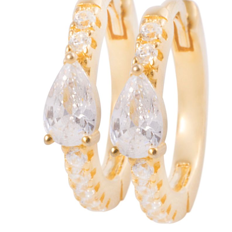 Aros de Plata Esterlina 925 Argollas gota Bañado en Oro 14kt-1