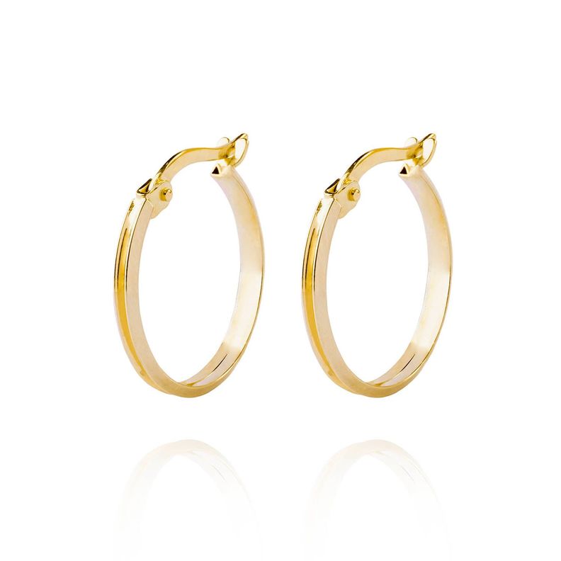 Aros de Oro 18kt Argollas de Bitono Biselada-0