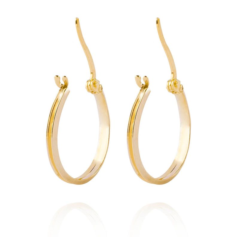 Aros de Oro 18kt Argollas de Bitono Biselada-1