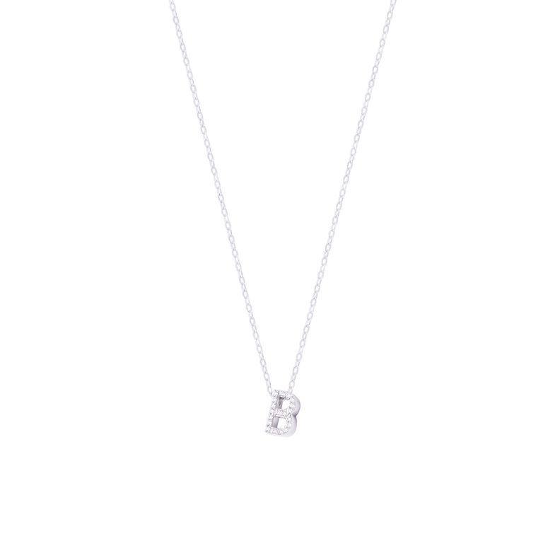 Collar de Plata Esterlina 925 Dije Letra B Circón-0