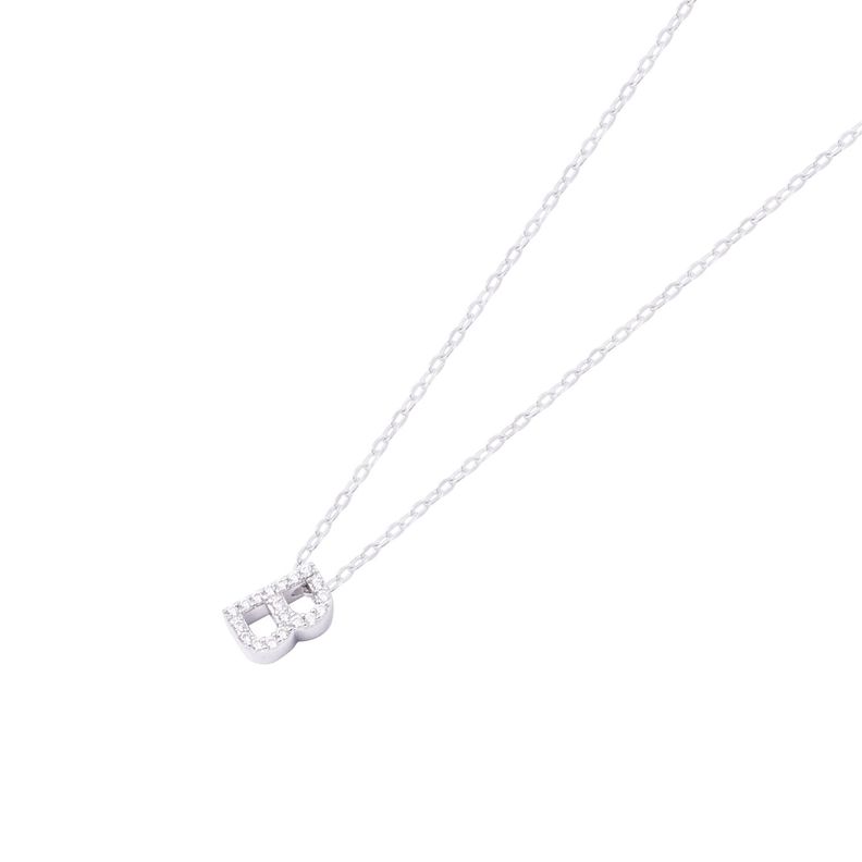 Collar de Plata Esterlina 925 Dije Letra B Circón-1