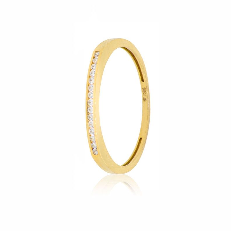 Anillo Compromiso de Oro 18Kt Riel Circonita Simple-3