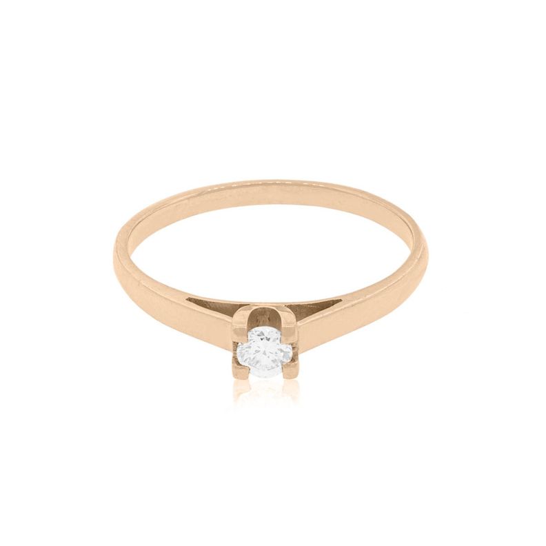 Anillo Compromiso Oro Rosado 18kt  Nápoles 1x12ptos Diamante-2