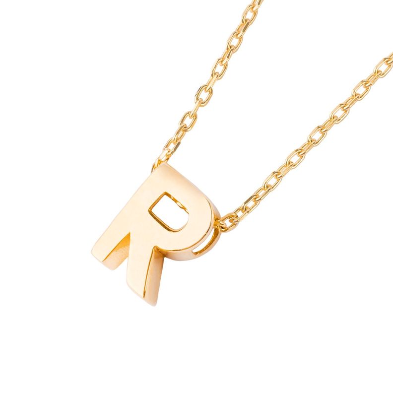 Collar de Oro 18kt Letra R-1