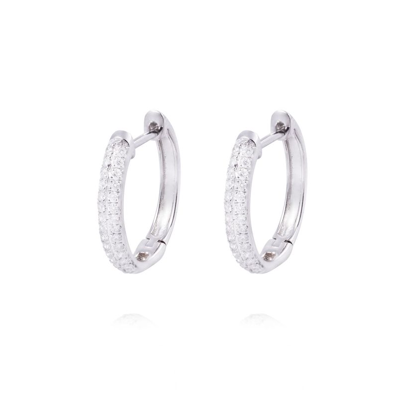 Aros de Oro 18 kt Argollas blancas 21 puntos de diamante-0