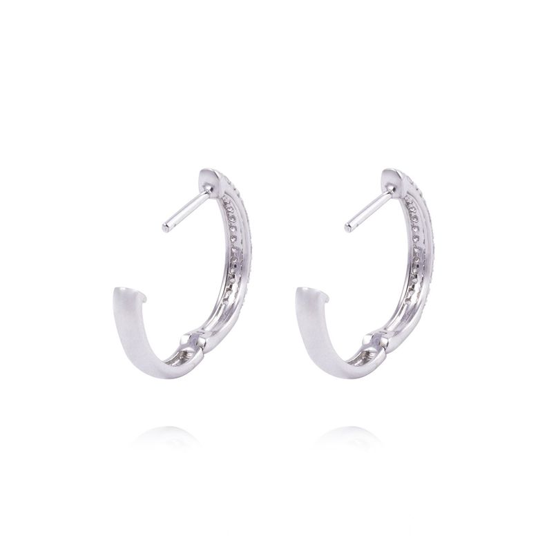 Aros de Oro 18 kt Argollas blancas 21 puntos de diamante-2