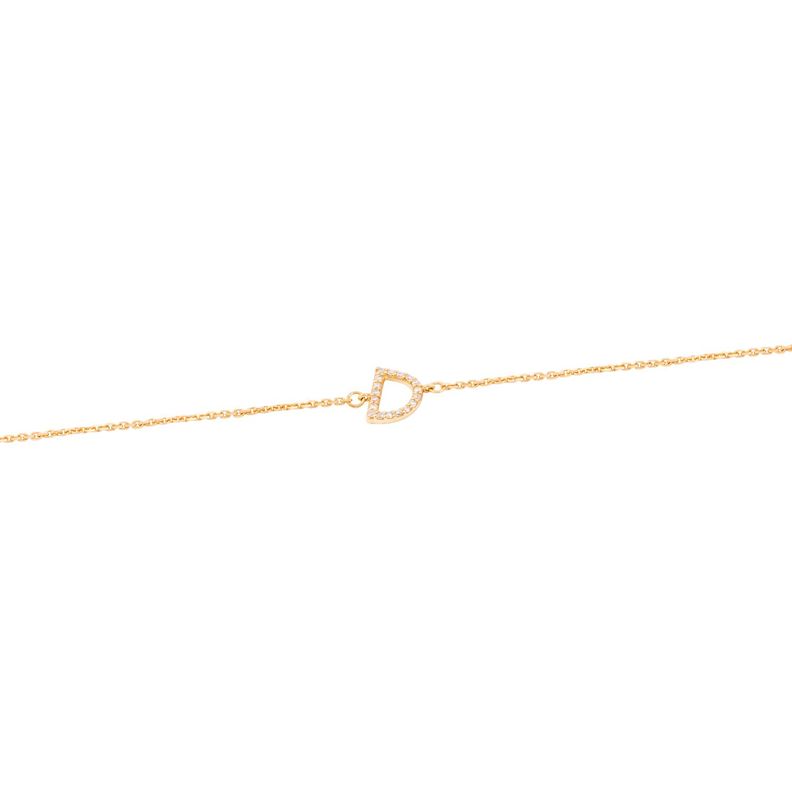 Pulsera de Oro Amarillo 18kt Letras D con Diamantes 7Pts-0