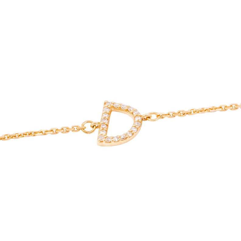 Pulsera de Oro Amarillo 18kt Letras D con Diamantes 7Pts-1