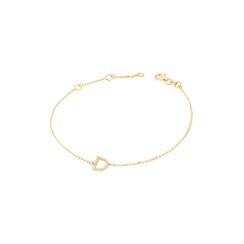 Pulsera de Oro Amarillo 18kt Letras D con Diamantes 7Pts-2