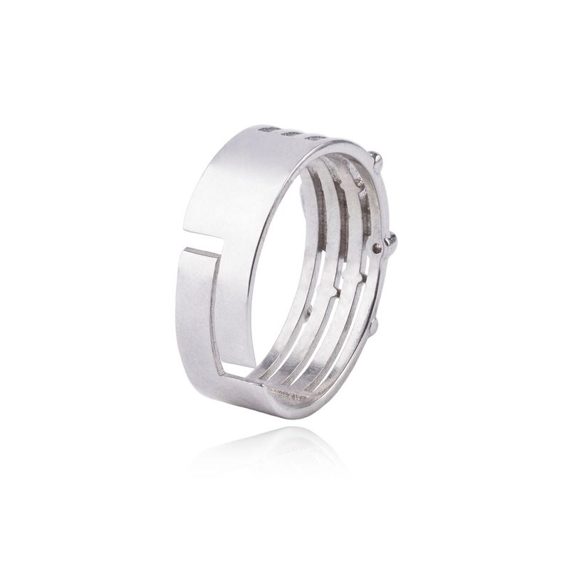 Anillo de Plata Esterlina 925 Corazón y Líneas-2