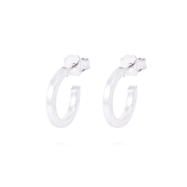 Aros de Plata Esterlina 925 Argollas Tubo Planas-0