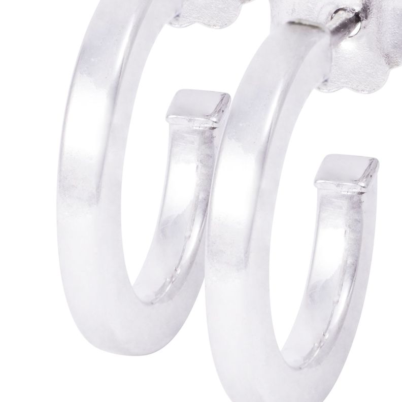 Aros de Plata Esterlina 925 Argollas Tubo Planas-1