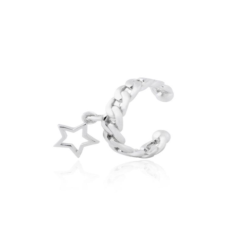 Aros de Plata Esterlina 925 Estrella Indivual Encadenada-0
