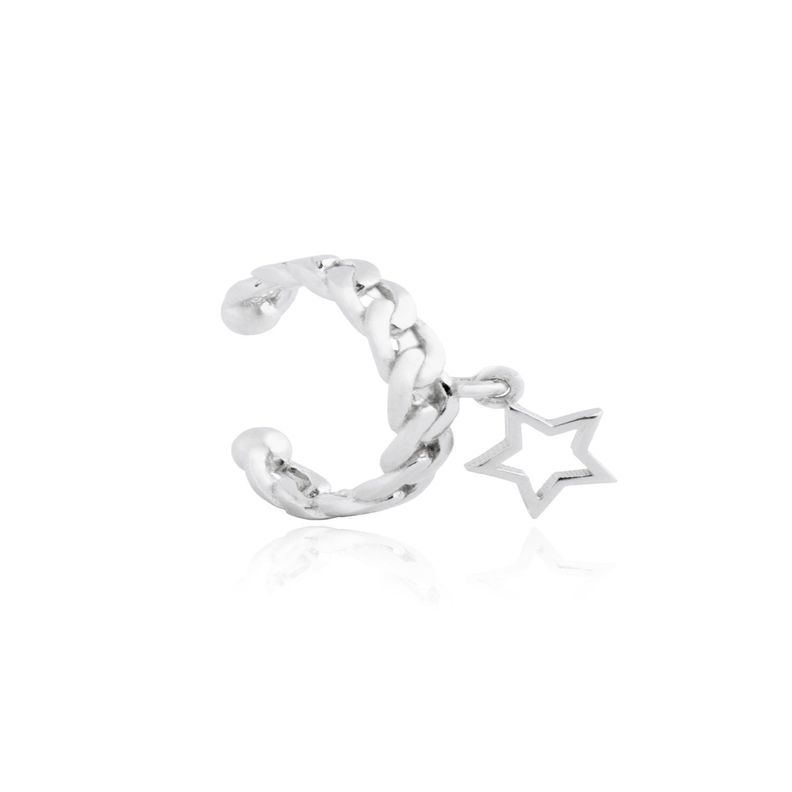 Aros de Plata Esterlina 925 Estrella Indivual Encadenada-2