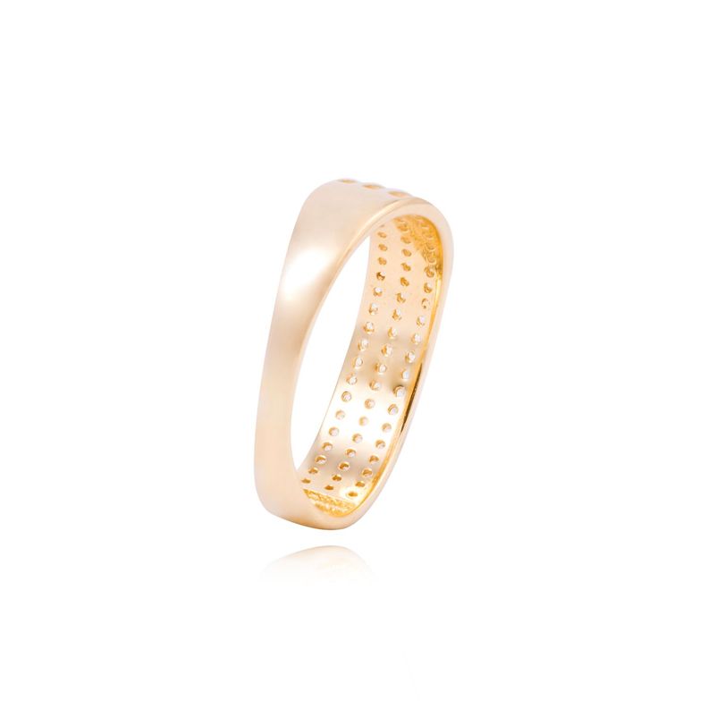 Anillo Compromiso de Oro 18Kt Medio Cintillo 3 Riel Circonita Ovalado-2