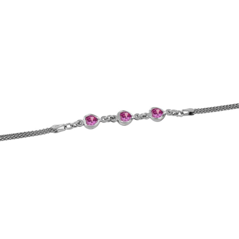 Pulsera de Plata Esterlina 925 Triple Rosa Francia-2