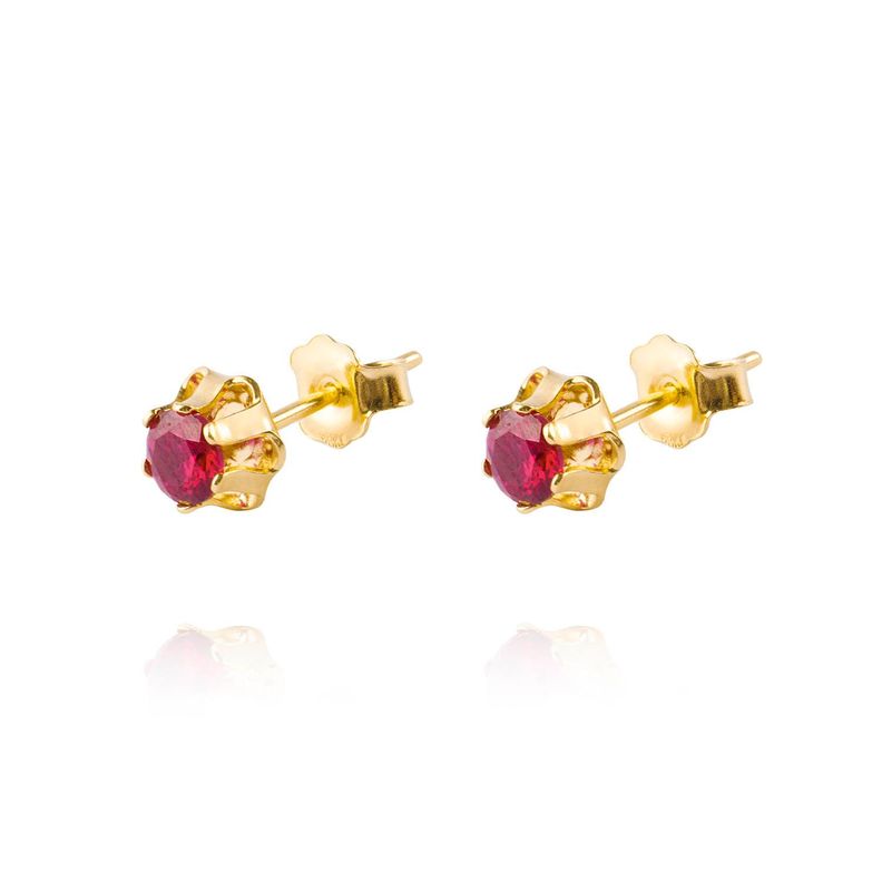 Aros de Oro 18kt Rubi de 4mm con Seis grifas