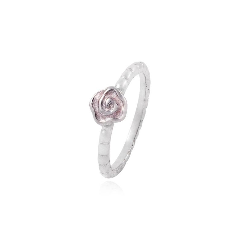 Anillo de Plata Esterlina 925 Rosa Rosada-0
